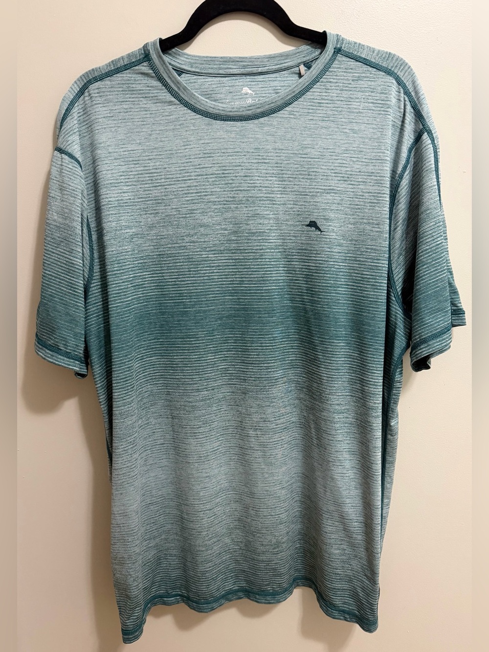 Tommy Bahama IslandZone Oasis Fade Crewneck T-Shirt Green Ombre Striped L
